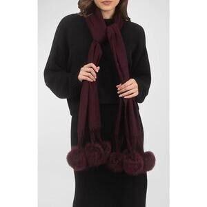 Rong Jia Cashmere Scarf Pre loved Dark Burgundy Wine Color